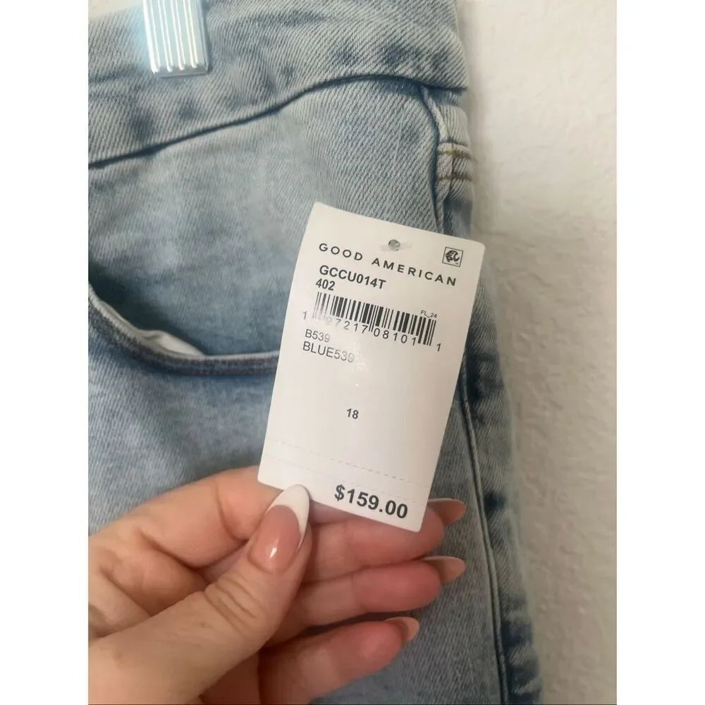 Good American Good Classic Jeans High Rise Skinny Fit Light Wash Distressed Size - Picture 4 of 6
